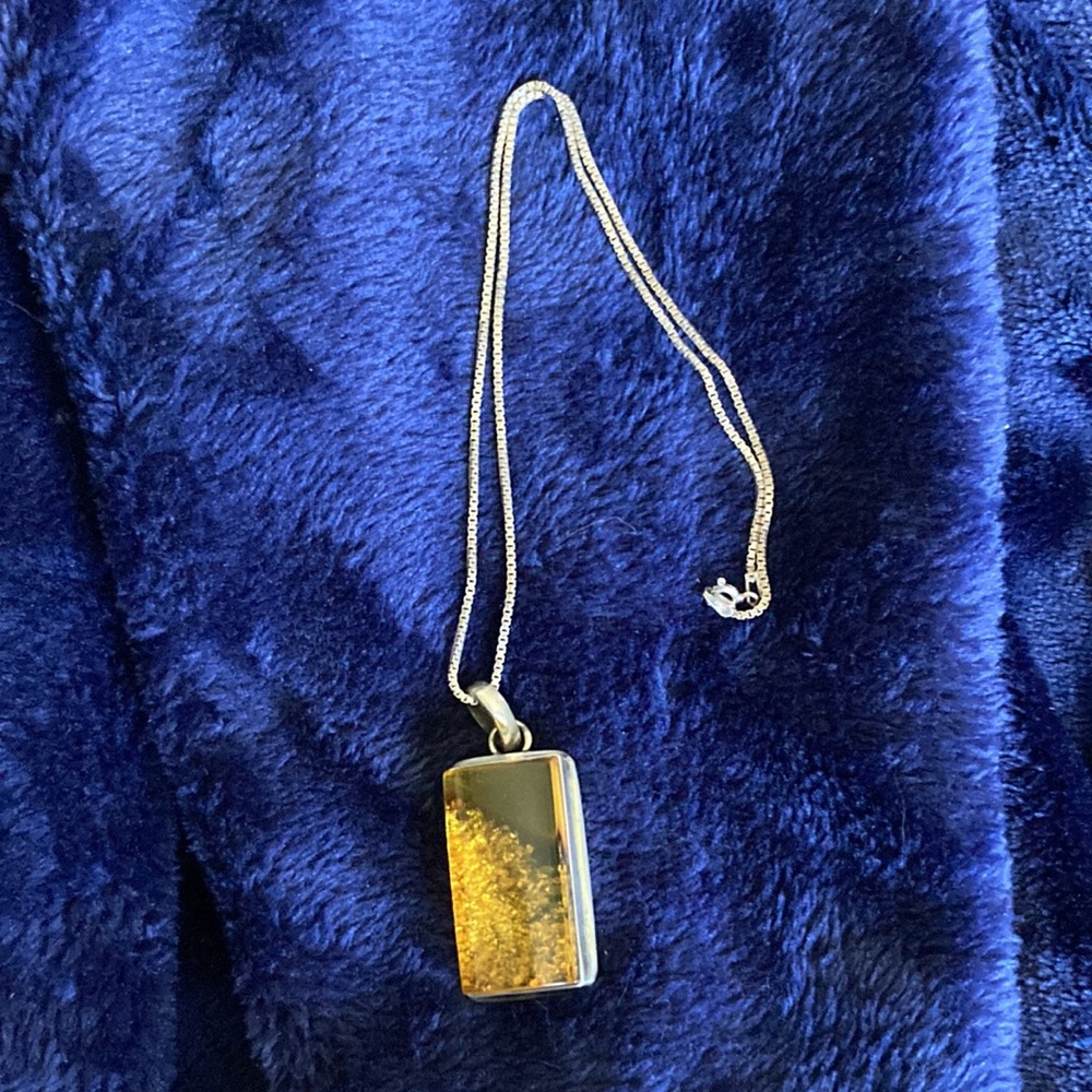 925 Silver Amber Pendant Necklace